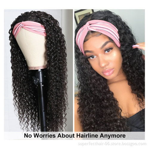 Headband blonde wig with headband attached headband wigs for black women
